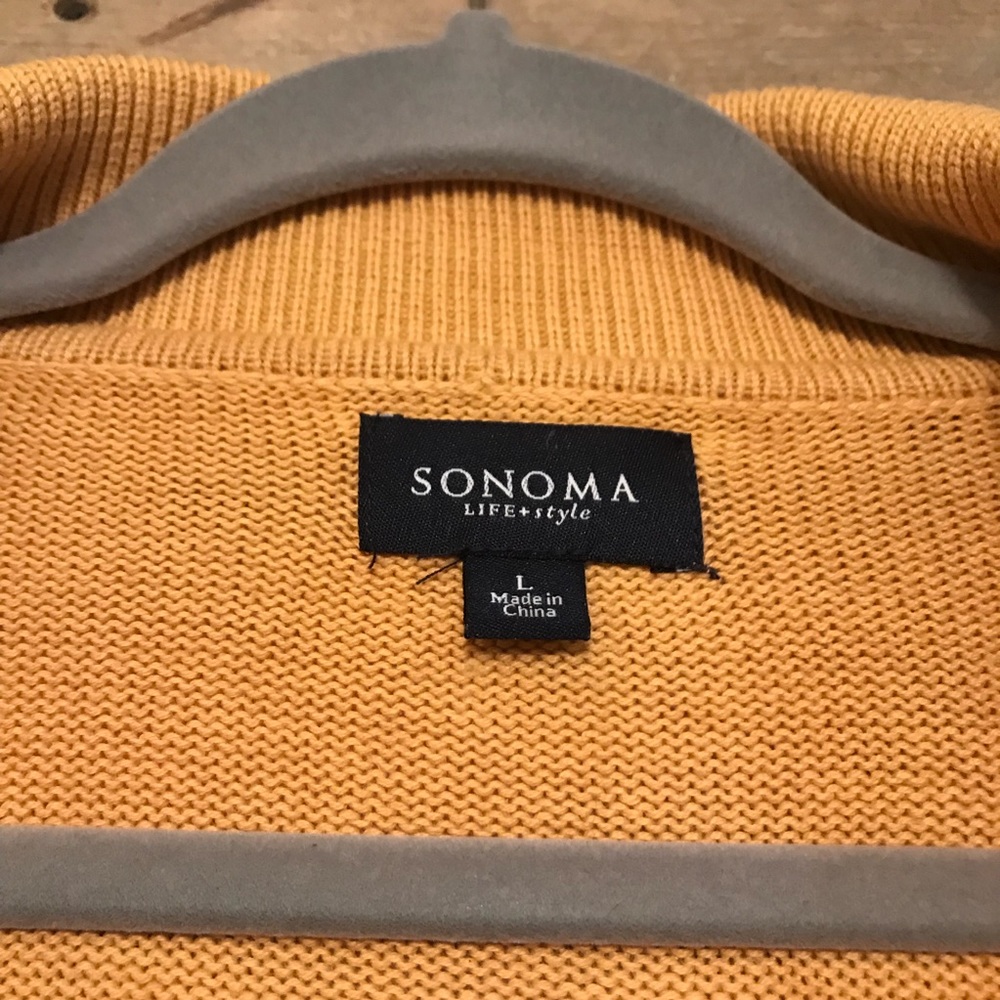 Sonoma mustard yellow buttoned knit sweater - Picture 3 of 5